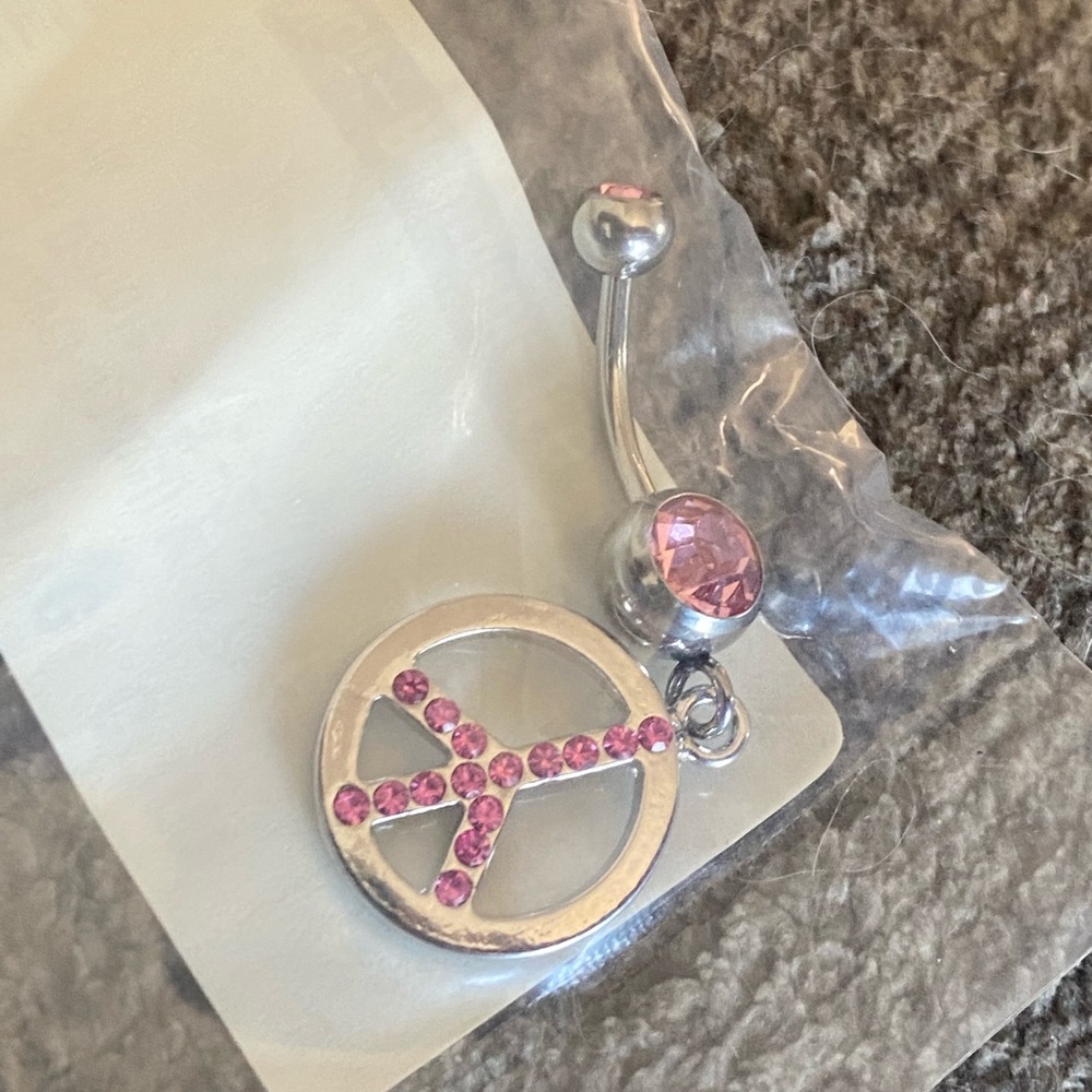 Peace Dangle Belly Ring - image 4